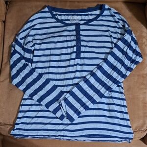 Jasmine & Ginger Navy Striped Henley Top